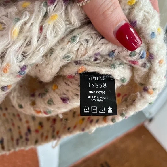 POL Chunky Knit Distressed Artsy Confetti Pullover Sweater Size L - Picture 9 of 10